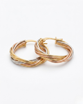 Aretes trenzados | Oro tricolor 10k